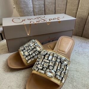 Crown Vintage Women's Embellished Tan Sandals
